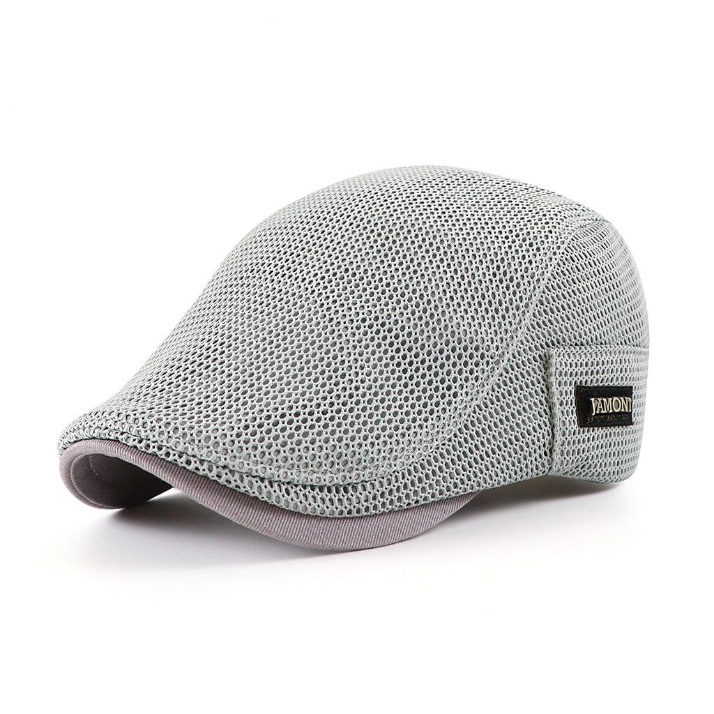 Men's Mesh Flat Cap Breathable Lightweight - Grey