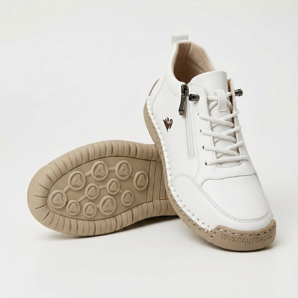 Unisex lace-up trainers with side zip and flat textured sole