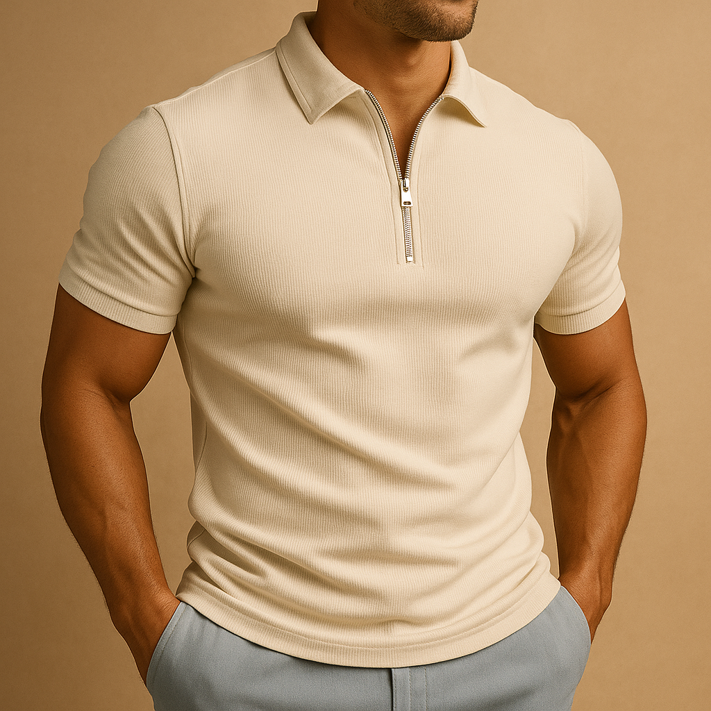 Men's Polo Shirt Slim Fit Quarter-Zip - Navy