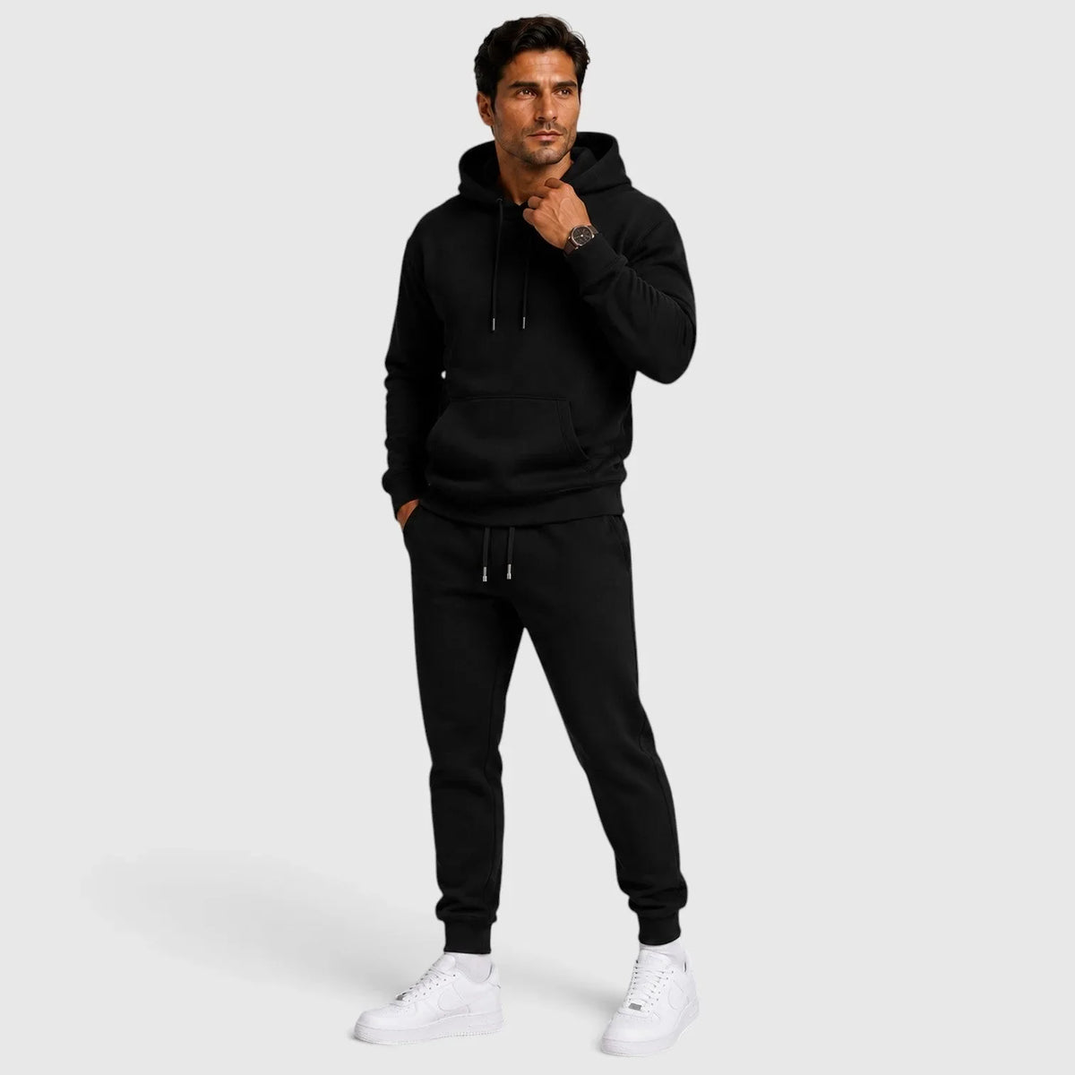 Men's hooded sweatshirt and tapered jogger lounge set
