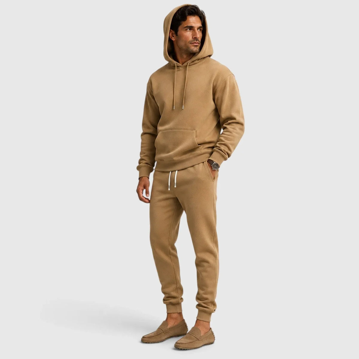 Men's hooded sweatshirt and tapered jogger lounge set