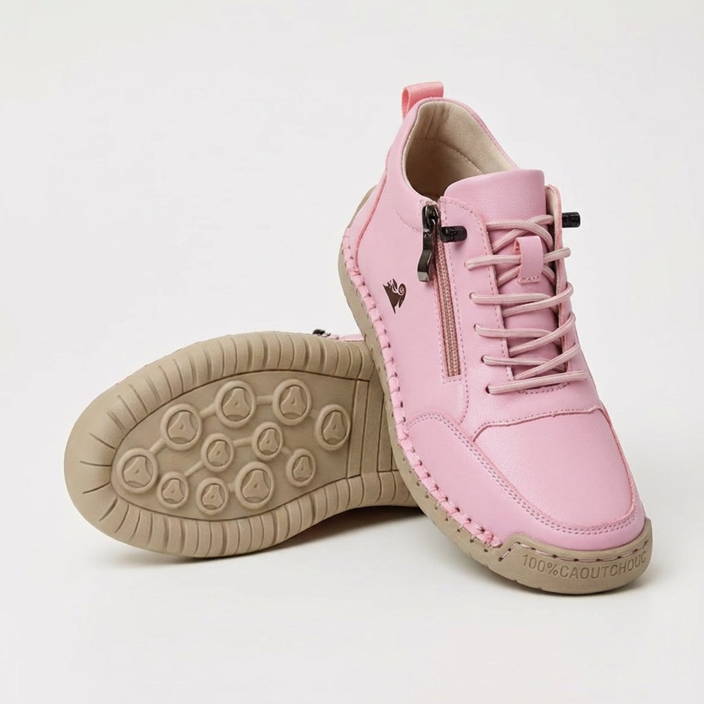 Low-top trainers with laces, side zip and round toe