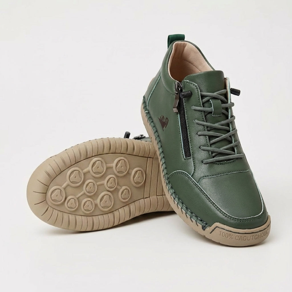 Unisex lace-up trainers with side zip and flat textured sole