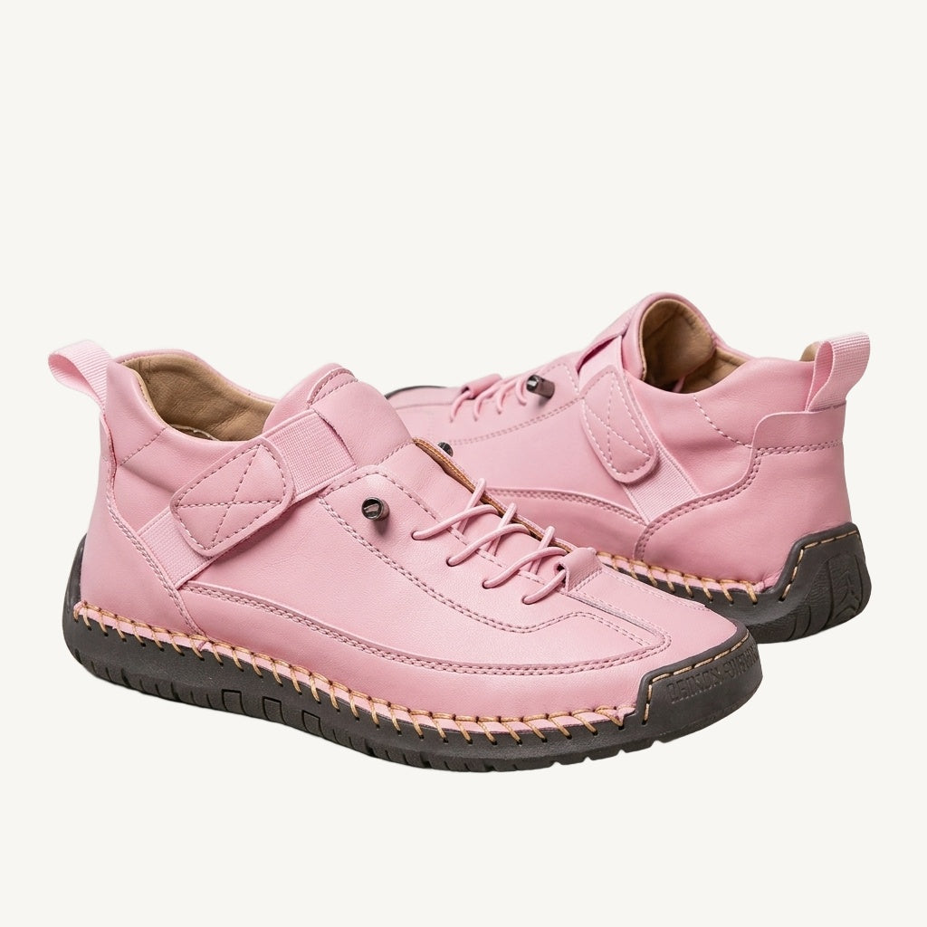 Women's high-top trainers with laces, ankle straps and stitched flat soles