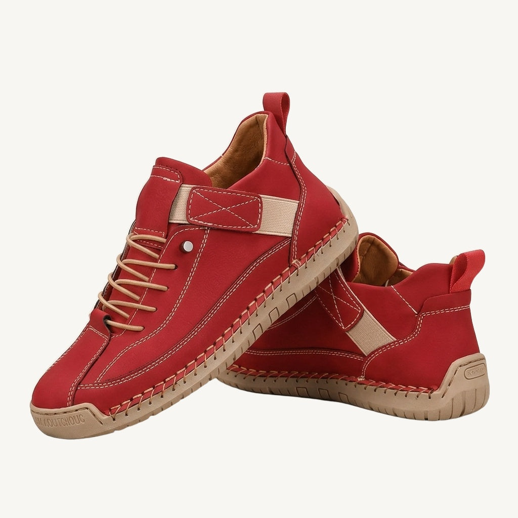 Women's high-top trainers with laces, ankle straps and stitched flat soles