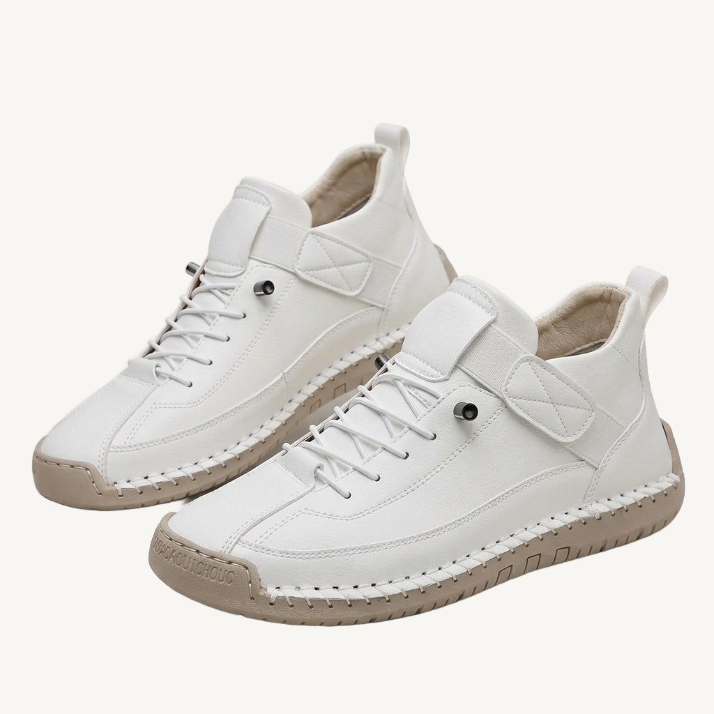 Women's high-top trainers with laces, ankle straps and stitched flat soles