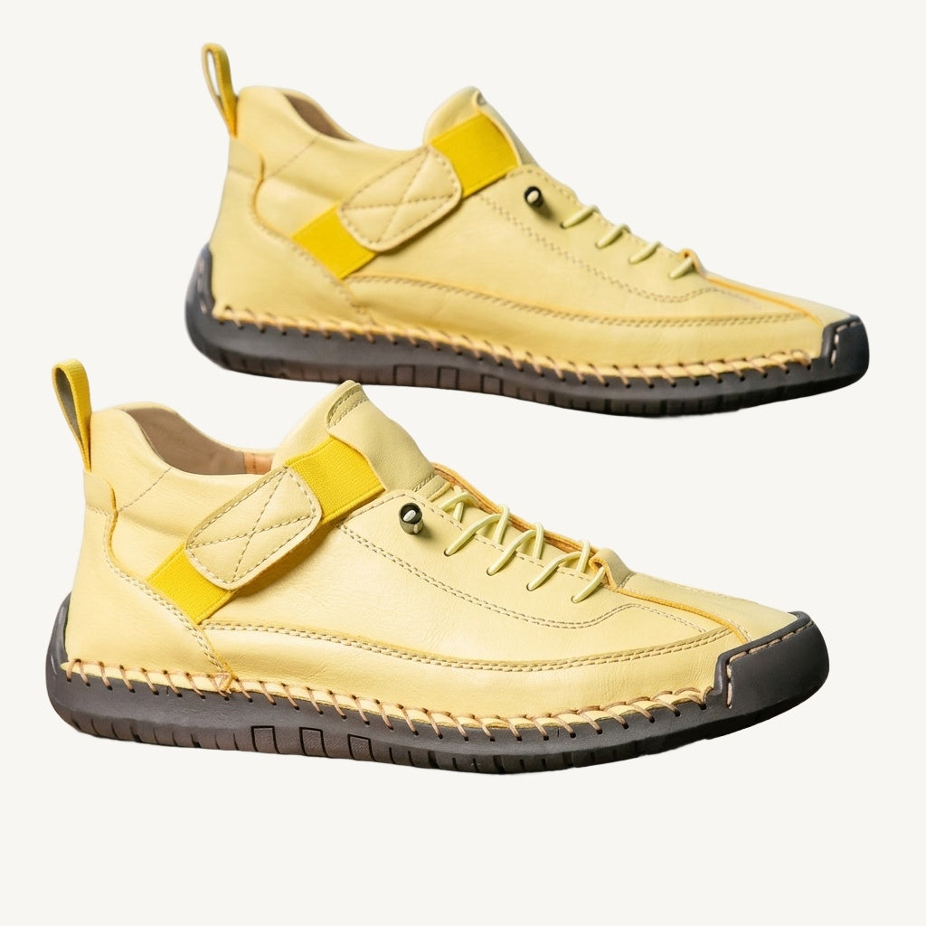 Women's high-top trainers with laces, ankle straps and stitched flat soles