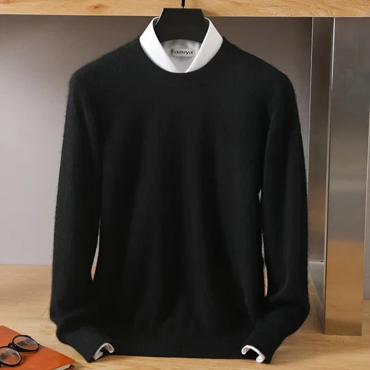 Men's long sleeve crew neck knit jumper with ribbed trims
