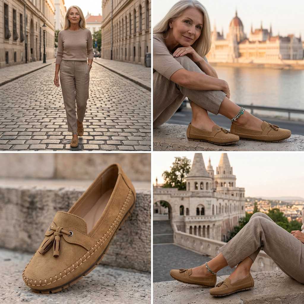 Women's moc toe loafers with lace detail and flat heels