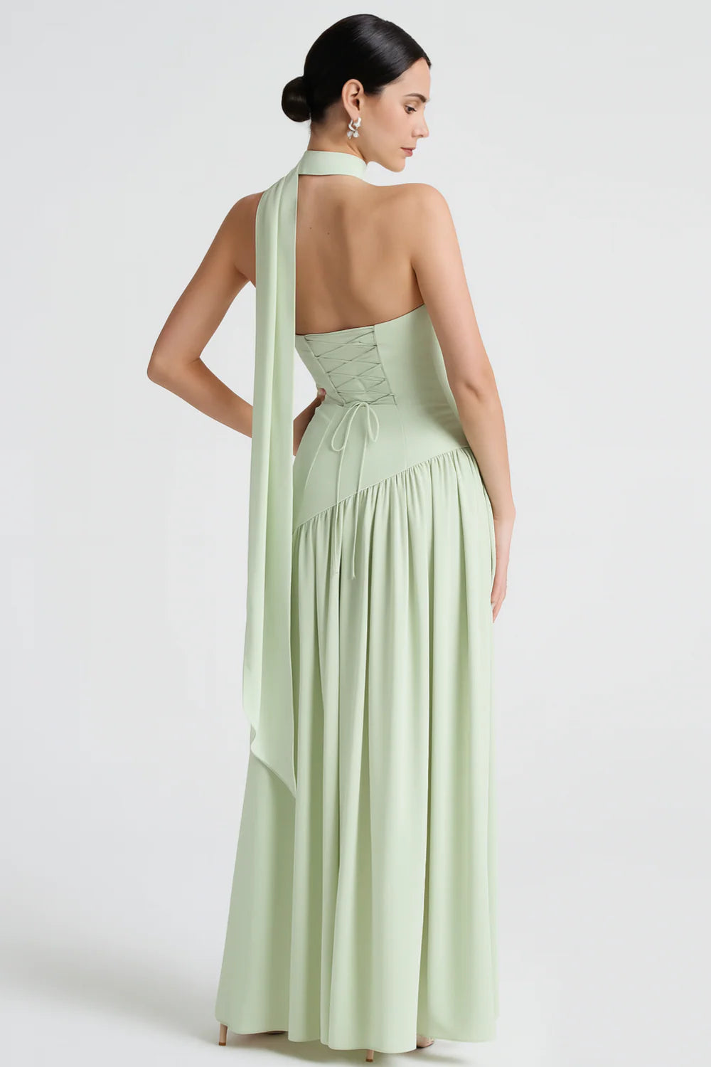 Women’s Scarf Neck Asymmetric Maxi Dress