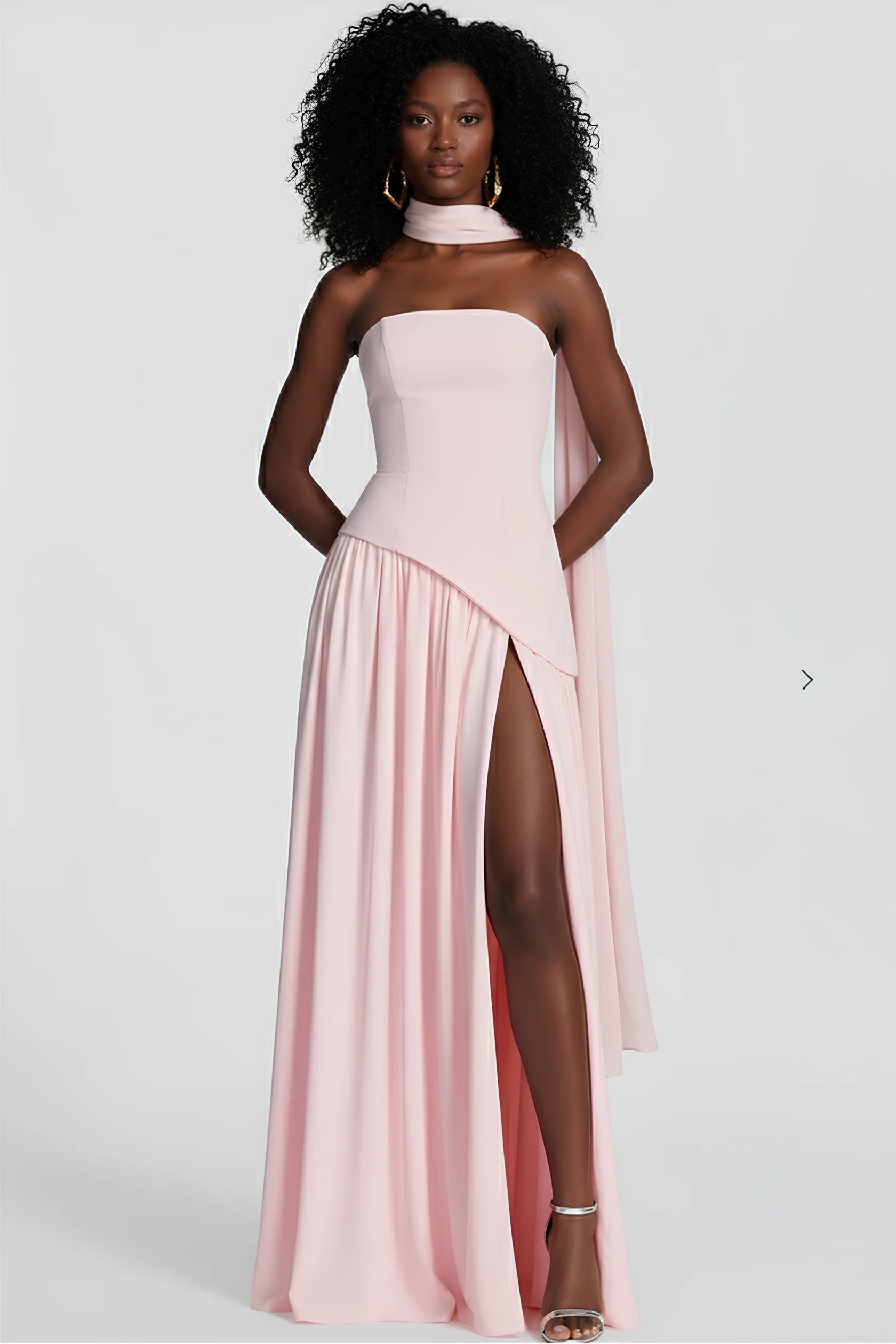 Women’s Scarf Neck Asymmetric Maxi Dress