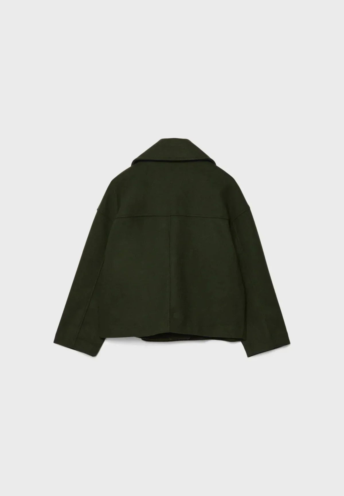 Women's cropped double-breasted jacket with wide lapels and welt pockets