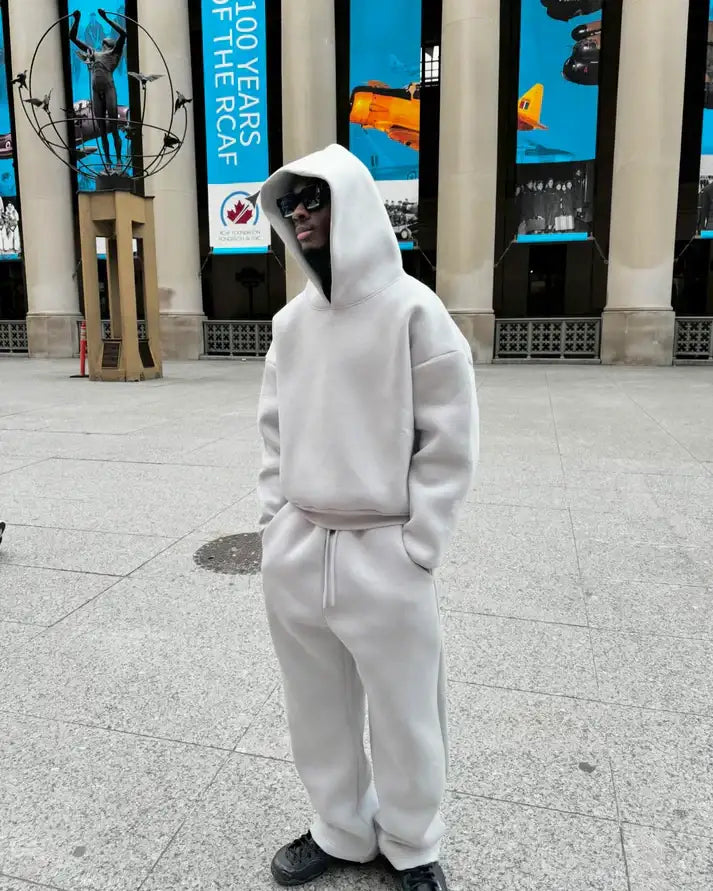 Men's hooded tracksuit set with sweatshirt and jogger trousers