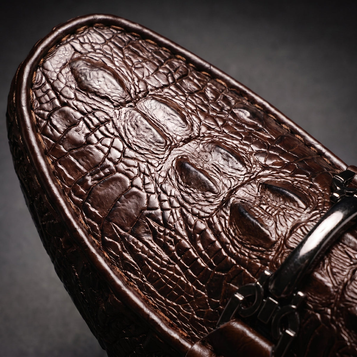 Croc embossed loafers with metal horsebit detail and round toes