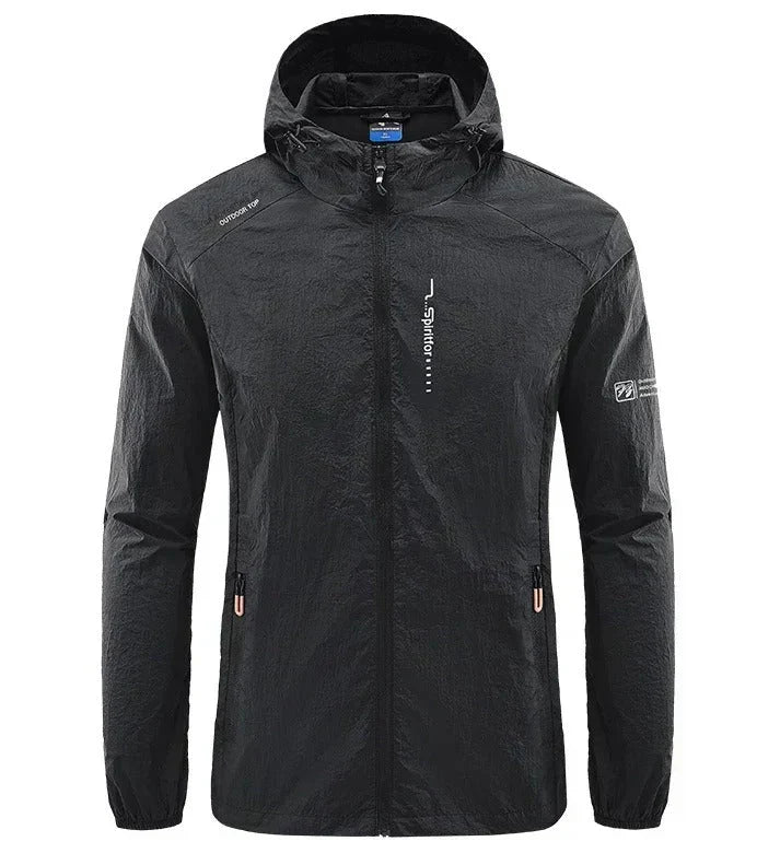 Men's Hooded Jacket Lightweight Zip-Up - Black