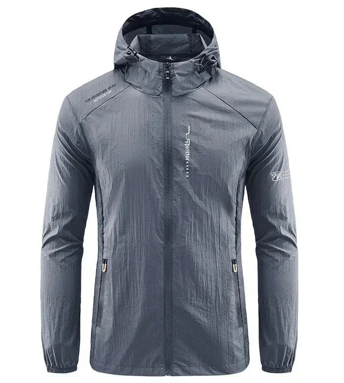 Men's Hooded Jacket Lightweight Zip-Up - Dark Grey