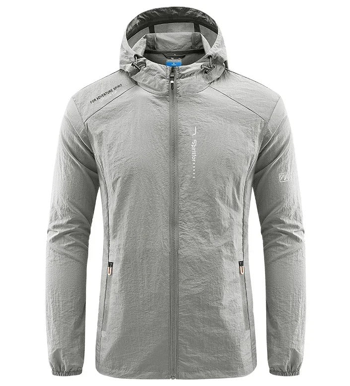 Men's Hooded Jacket Lightweight Zip-Up - Grey