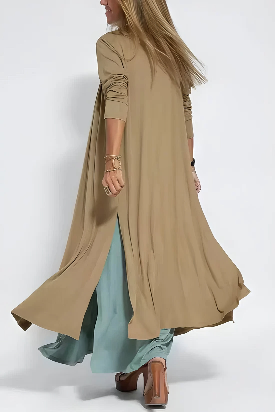 Women's sleeveless V-neck maxi dress with flowing full-length skirt